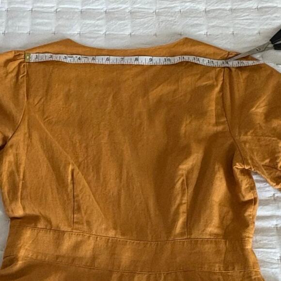 Gap Linen V-Neck Dress Women's S | Desert Sunset Gold, Tie Sleeve | NWT - Picture 15 of 16